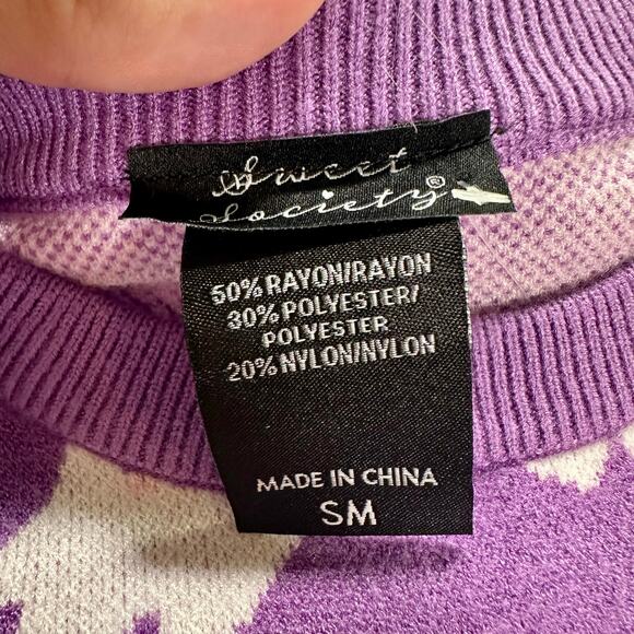 Sweet Society NWT Junior Small Pastel Ghosts & Jack-O-Lanterns Fair Isle Sweater - Picture 4 of 10